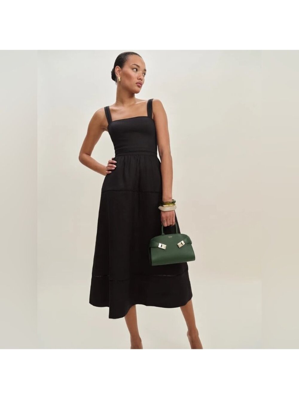 NEW Reformation Everett Sleeveless Linen Embroidered Midi Dress | US 6 UK 10 - Picture 4 of 15